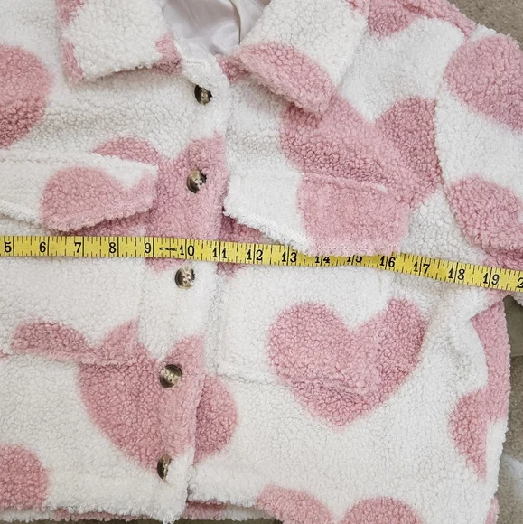 EILLY BAZAR ❤️ HEART PRINT GIRLY TRUCKER JACKET - Picture 7 of 7